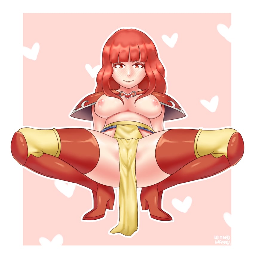 alternate_costume bad_censor breasts celica_(fire_emblem) censored covering fire_emblem fire_emblem_echoes:_shadows_of_valentia fire_emblem_gaiden fire_emblem_heroes nipples official_alternate_costume pelvic_curtain wingedwasabi