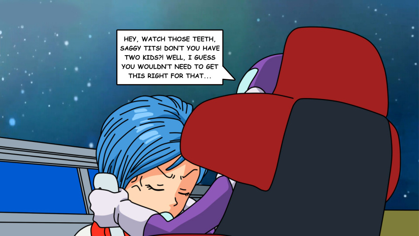 anger_vein blue_hair bulma_briefs cheating_wife closed_eyes dragon_ball dragon_ball_super english_text fellatio frown interspecies jaco jaco_the_galactic_patrolman mature_female milf setthh98 speech_bubble uncensored