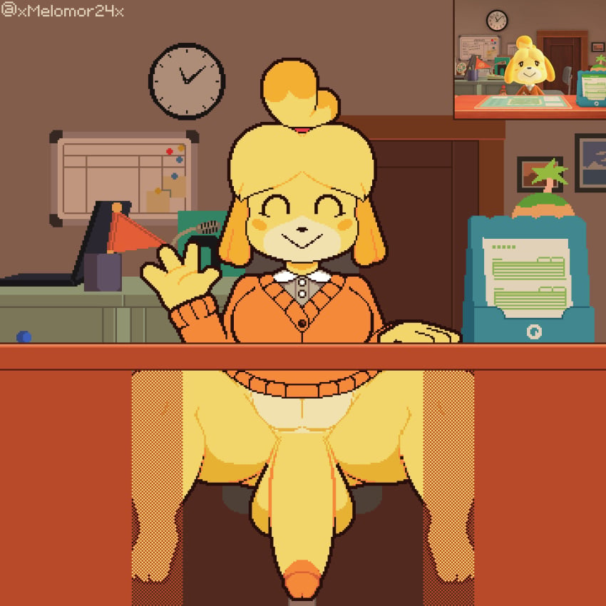 1futa :> animal_crossing anthro big_breasts big_penis bottomless breasts clothed clothing furry futa_only futanari huge_cock isabelle_(animal_crossing) nintendo partially_clothed penis penis_under_table pixel_art shih_tzu smile solo under_the_table x-ray xmelomor24x