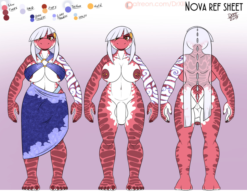 1futa 2019 anthro areola breasts clothed clothing digital_media_(artwork) drxii futanari genitals gynomorph hair hi_res intersex long_hair looking_at_viewer mario_(series) model_sheet nintendo nipple_piercing nipples non-mammal_breasts nova_(ashking) nude penis piercing reptile scalie simple_background smile solo standing yoshi