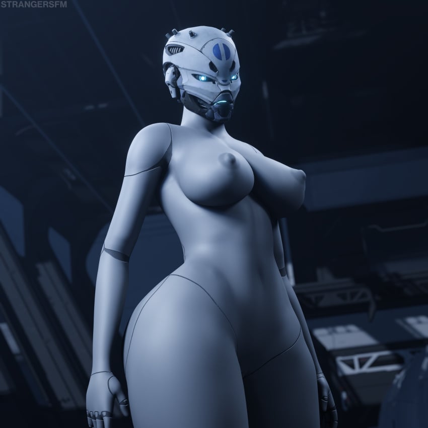 1girls blue_eyes bungie curvy destiny_(game) destiny_2 elsie_bray exo exo_stranger glowing_eyes huge_breasts nude robot robot_girl solo solo_female strangersfm thick_thighs