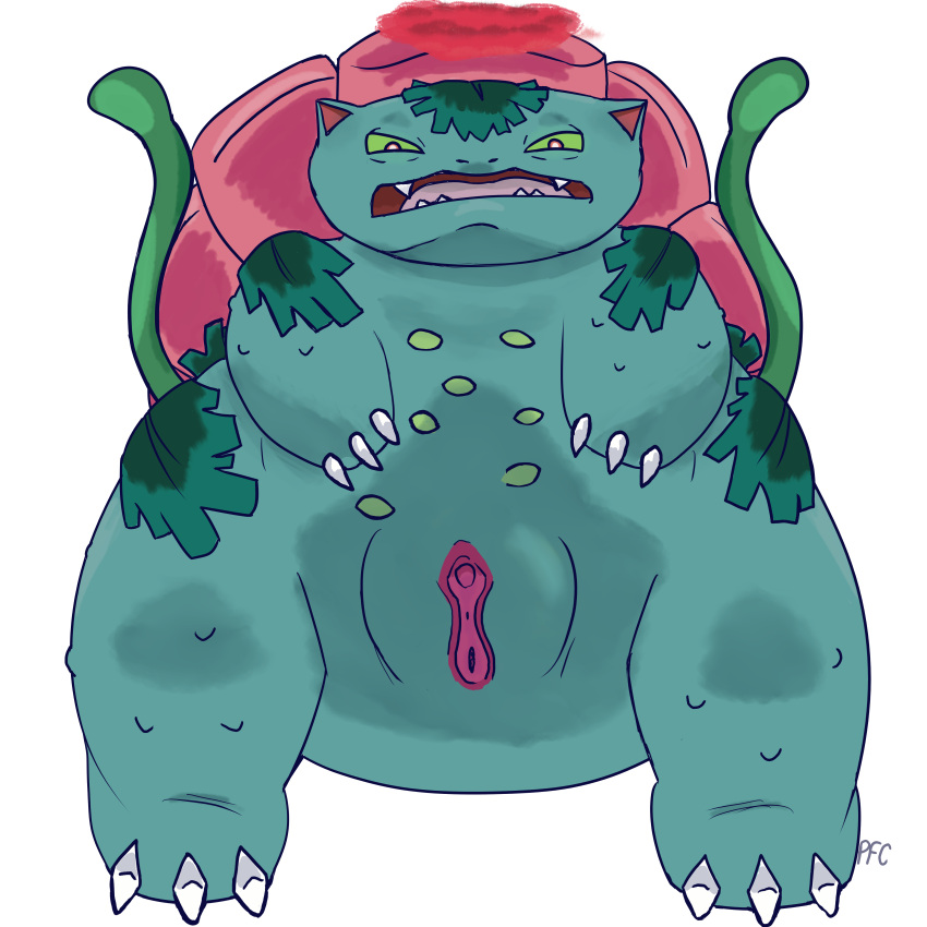 absurd_res female feral generation_1_pokemon gigantamax_pokemon hi_res intimidation nintendo pokefancompletionist pokemon pokemon_(species) solo standing_over venusaur