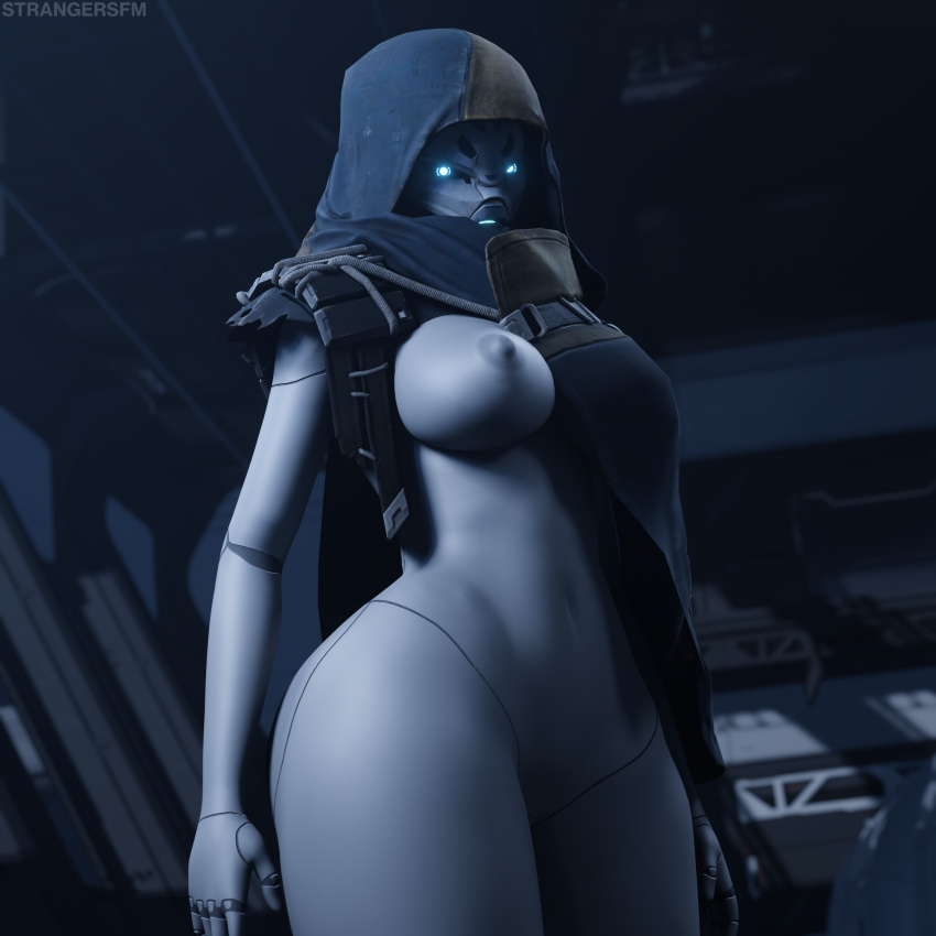 1girls blue_eyes bungie curvy curvy_figure destiny_(game) destiny_2 elsie_bray exo exo_stranger glowing_eyes hourglass_figure huge_breasts one_breast_out partially_clothed poncho robot robot_girl solo solo_female strangersfm thick_thighs