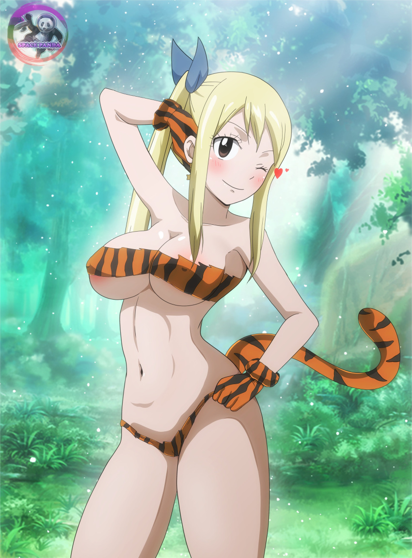 big_breasts blonde_hair breasts brown_eyes curvy curvy_female curvy_figure fairy_tail lucy_heartfilia ponytail seductive seductive_eyes seductive_look seductive_pose seductive_smile space-panda