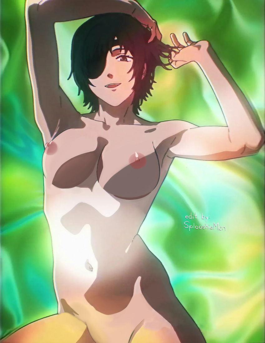 1girls accurate_art_style big_breasts breasts chainsaw_man edit female female_only himeno_(chainsaw_man) light-skinned_female light_skin mappa nude official_art screenshot_edit shounen_jump splooshiemon