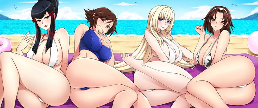 4girls beach bikini black_hair blonde_hair breasts brown_hair deviantart emilie_de_rochefort female female_only kazama_asuka kazama_jun kazumi_mishima lindaroze multiple_girls namco tekken tekken_2 tekken_5_dark_resurrection tekken_7 tekken_bloodline tekken_tag_tournament_2 tekken_the_motion_picture thighs