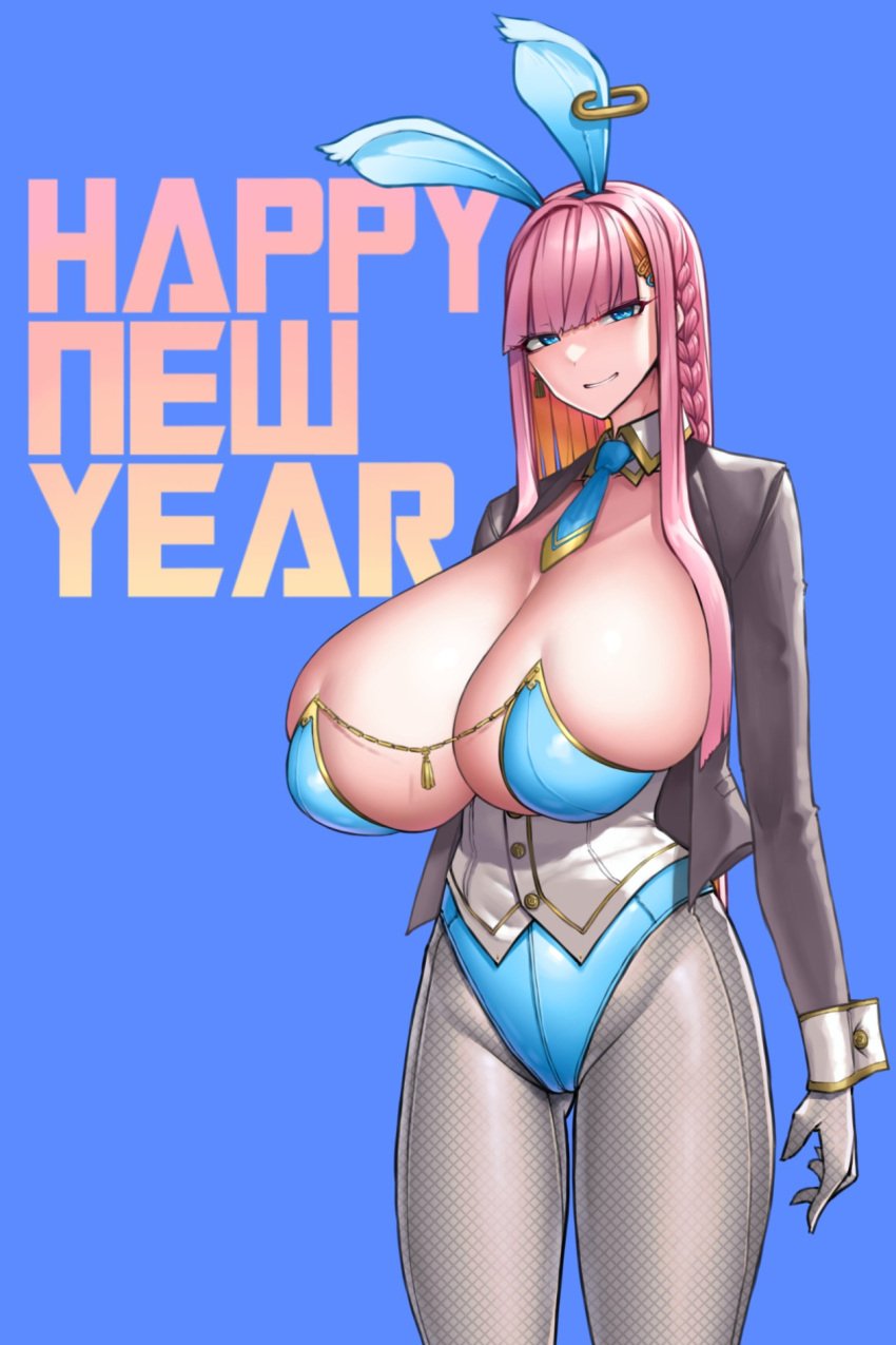 1girls 2023 big_breasts blue_eyes breasts bunny_ears bunny_girl bunnysuit busty cleavage curvaceous curvy curvy_body curvy_female curvy_figure female happy_new_year huge_breasts large_breasts long_hair original original_character pink_hair voluptuous wolffeld wolffeld_price year_of_the_rabbit