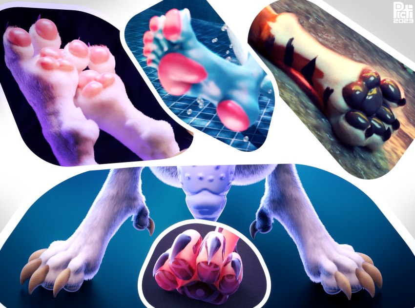 3d collage feet foot_focus hi_res pawpads paws picti soles toes