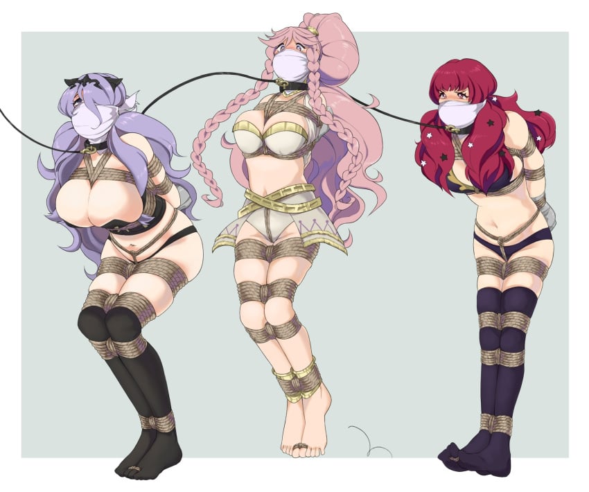 3girls barefoot black_panties bondage breasts camilla_(fire_emblem) collar damsel_in_distress dvcttape female femsub fire_emblem fire_emblem_awakening fire_emblem_engage fire_emblem_fates forced_march gag gagged huge_breasts jumping large_breasts leash leash_and_collar leash_pull multiple_girls multiple_subs nintendo olivia_(fire_emblem) over_the_nose_gag panties pink_hair purple_hair red_hair rope taped_hands tied_toes tied_up toe_bondage underwear walking white_panties yunaka_(fire_emblem)