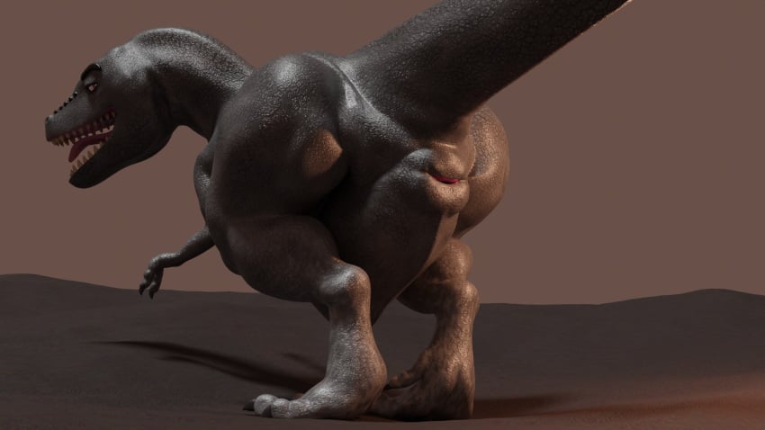 2022 3d_(artwork) 4_toes animal_genitalia ass bedroom_eyes biped bodily_fluids cloaca dewclaw digital_media_(artwork) digitigrade dinosaur feet female feral genitals hi_res looking_at_viewer looking_back looking_back_at_viewer narrowed_eyes open_mouth presenting presenting_cloaca presenting_hindquarters pussy reptile scalie seductive solo teeth theropod toes tongue tyrannosaurid tyrannosaurus tyrannosaurus_rex zevex