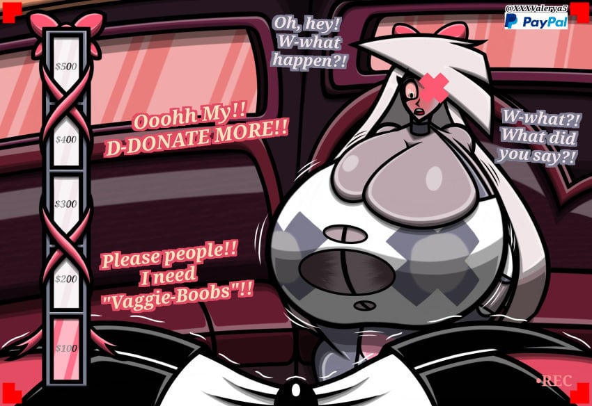 2girls breast_expansion charlie_morningstar_(hazbin_hotel) demon demon_girl female_pov first_person_view growth_drive hazbin_hotel huge_breasts long_hair massive_breasts multiple_girls pov torn_clothes vaggie_(hazbin_hotel) valerya5 wardrobe_malfunction yuri