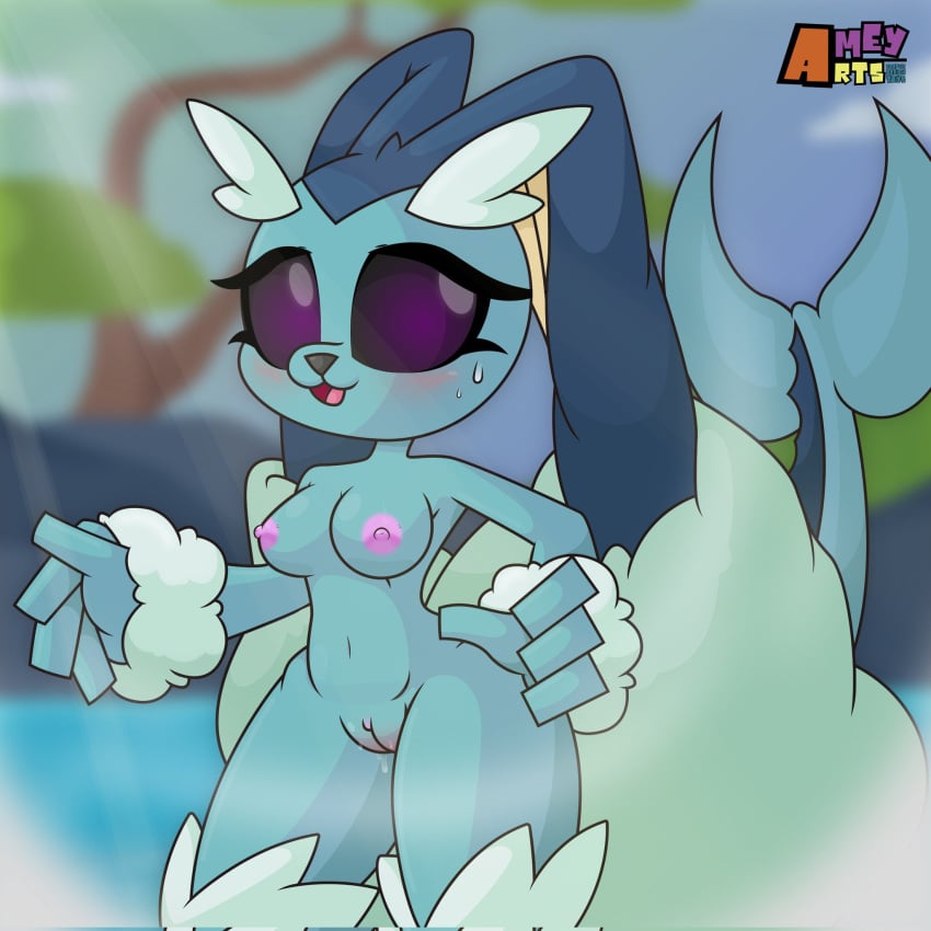 amey_arts anthro anthrofied breasts eeveelution hi_res lopunny nintendo nipples no_humans penis pokémon_(species) pokemon pokemon_(species) pokemon_fusion pussy solo thick_thighs vaporeon vaporunny