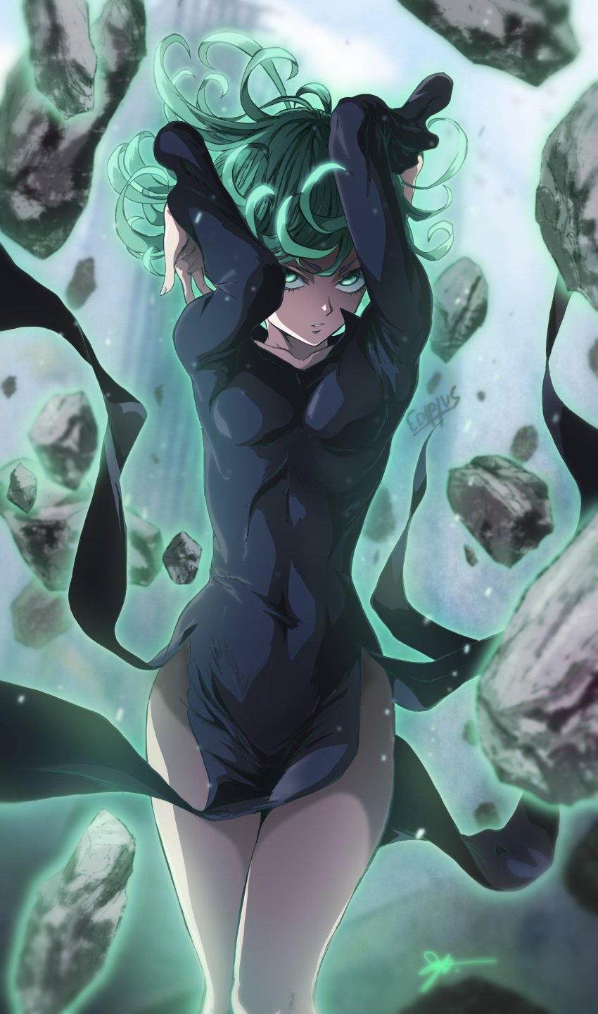 1girls absurd_res almost_nude black_dress breasts collarbone covered_navel curly_hair dress female female_only green_eyes green_hair hi_res legs long_sleeves looking_at_viewer murata_yuusuke navel no_panties one-punch_man open_mouth revealing_clothes ribs seductive seductive_eyes seductive_gaze seductive_look seductive_mouth seductive_pose sexy_armpits short_hair small_breasts solo tatsumaki thick_thighs thighs toned