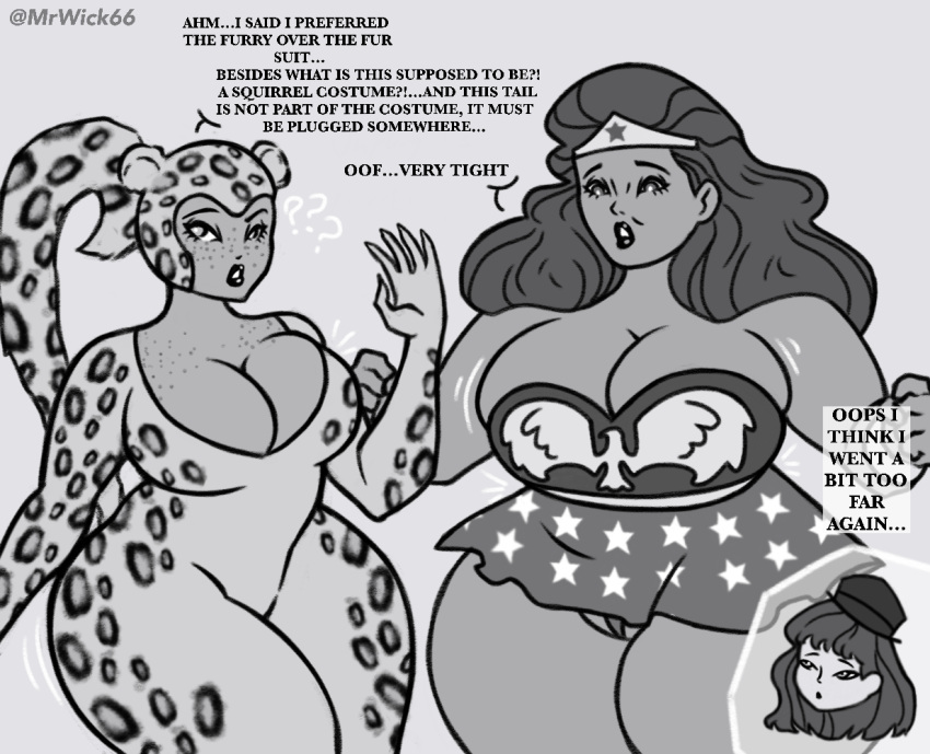 1girls actress amazon amazonian anthro anthro_only barbara_ann_minerva big_breasts black_and_white black_hair blue_eyes bracelet breast breasts busty cheetah cheetah_(dc) comic comic_page curvy dark_magic dark_magical_girl dc dc_comics diana_prince ears_up english_text exposed_pussy feline feline_ears feline_humanoid feline_pussy female female_focus female_only fur green_eyes hips looking_at_viewer magic magic_user magical_girl mature mature_female monochrome mrwick priscilla_rich seductive slightly_chubby solo spots tail talking_to_viewer text tiara tophat villain villainess voluptuous wide_hips wonder_woman wonder_woman_(series) zatanna zatanna_zatara