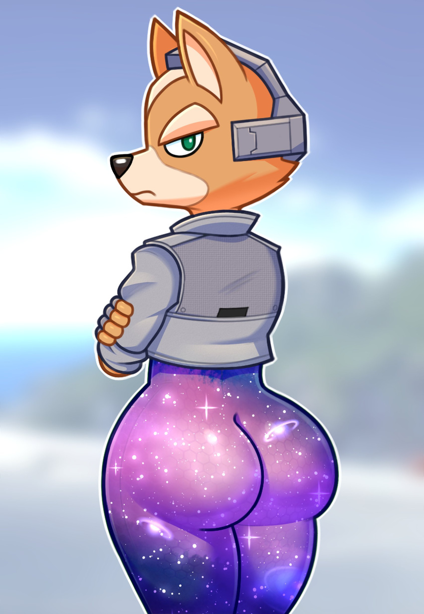 1boy acstlu ass big_ass big_butt femboy fox fox_mccloud furry furry_only galaxy_leggings male_only nintendo solo solo_male star_fox thighs