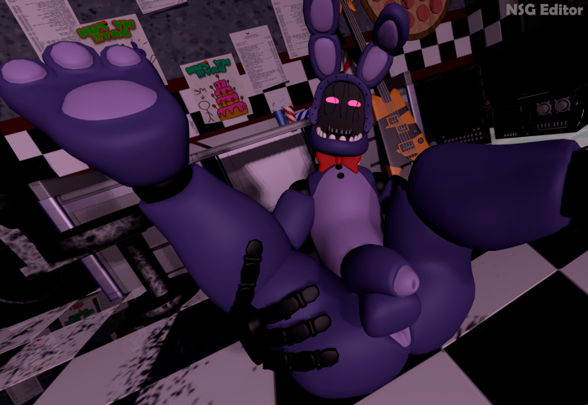 3d 3d_(artwork) animatronic anthro anus ass balls bonnie_(fnaf) bow_tie digital_media_(artwork) five_nights_at_freddy's five_nights_at_freddy's_2 gay genitals lagomorph leporid looking_at_viewer machine male male_only mammal nsg_editor nude penis rabbit raised_leg robot scottgames solo solo_focus source_filmmaker withered_bonnie