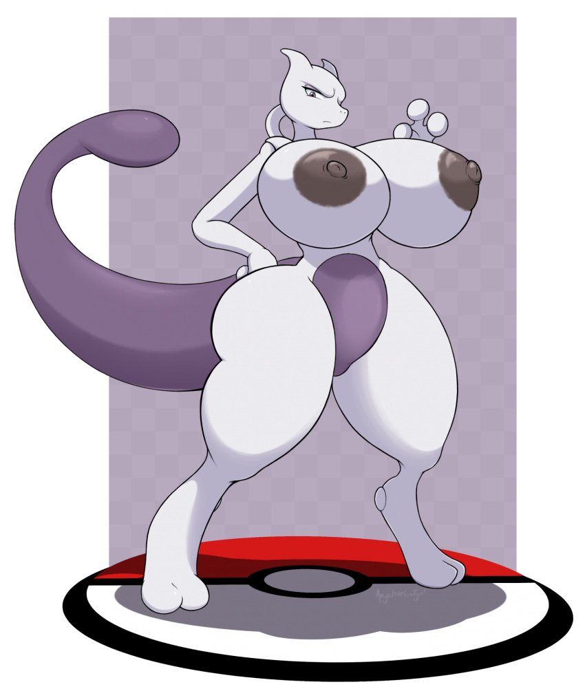 1girls 2_toes alpha_channel angelthecatgirl anthro areola big_breasts breasts featureless_crotch feet female female_mewtwo female_only generation_1_pokemon grey_areola grey_nipples hi_res huge_breasts legendary_pokemon looking_at_viewer mewtwo multicolored_body nintendo nipples nude pokemon pokemon_(species) psy_(angelthecatgirl) purple_eyes solo solo_female thick_thighs two_tone_body wide_hips