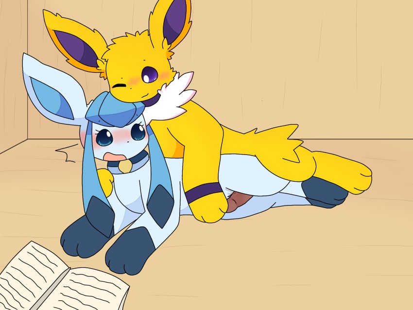 blush eeveelution_squad esleafy female frottage glaceon jolteon lazuli_(eeveelution_squad) male male/female nintendo penis pokemon pokemon_(species) pussy sex speed_(eeveelution_squad)