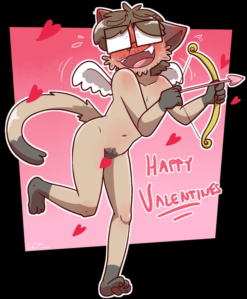 1boy blush censored cupid_costume embarrassed jesse_(tethyss) male mistersaturn123 nude tagme wings