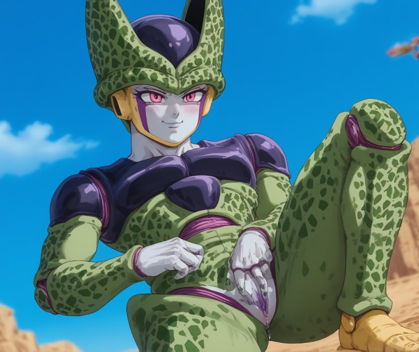 absorbed absorbtion ai_generated bulma_briefs cell_(dragon_ball) dragon_ball female female_cell female_only fusion monster_girl monsterification perfect_cell possessed transformation