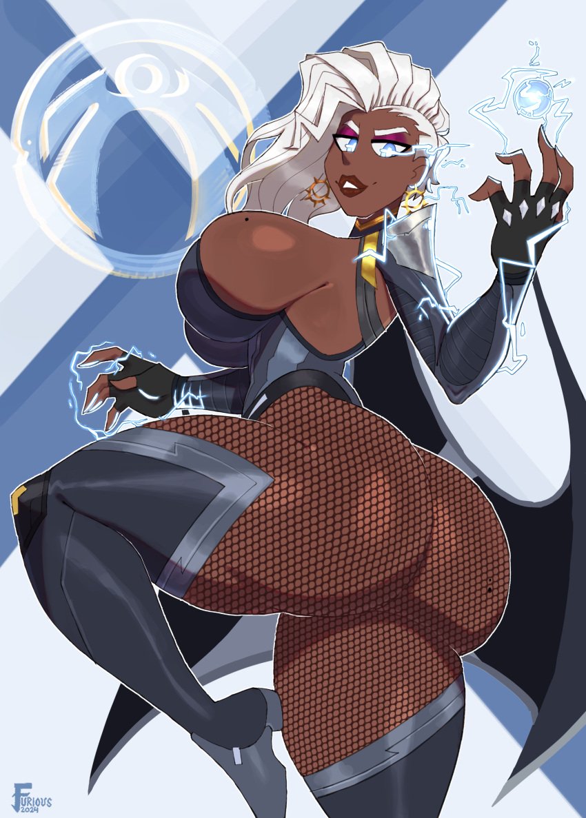 1girls 2d ass big_ass big_breasts breasts bubble_butt busty dark-skinned_female dark_skin dat_ass fat_ass female female_only fully_clothed huge_ass large_ass looking_at_viewer looking_back marvel marvel_rivals png solo storm_(marvel_rivals) storm_(x-men) thick_ass x-men zrfurious