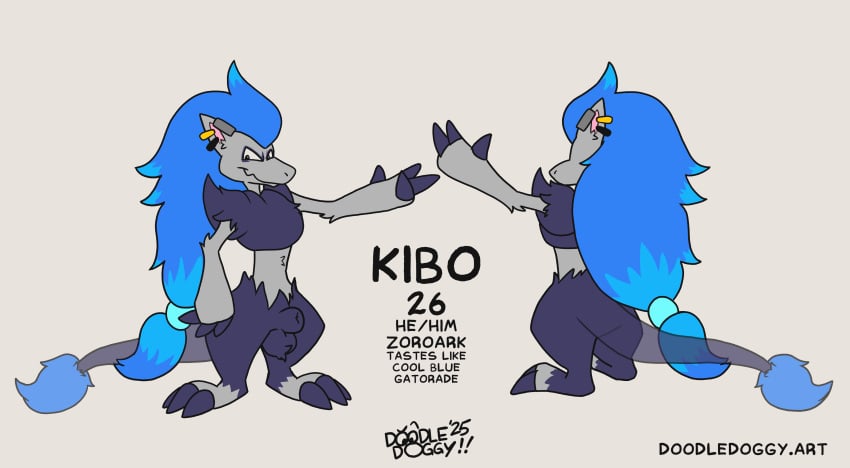 absurd_res animal_genitalia blue_body blue_fur doodledoggy fur generation_5_pokemon genitals grey_body grey_fur hi_res kibo_(kibokishimo) male model_sheet nintendo pokemon pokemon_(species) sheath toony zoroark