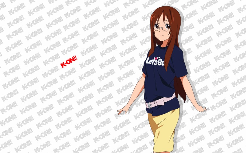 blouse k-on! looking_at_viewer skirt smiling spectacles standing yamanaka_sawako