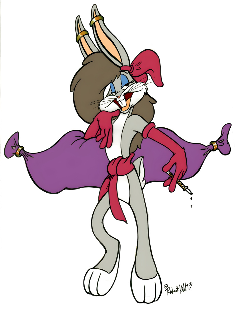 1990s 1993 1boy 20th_century 90s absurd_res brown_hair bugs_bunny color crossdressing fembugs_bunny furry furry_only hi_res looney_tunes male male_only mata_hari pinup smoking traditional_media_(artwork) vawlkee