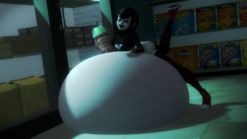 1girls big_breasts drink goth hotel_transylvania huge_belly looking_at_viewer mavis_dracula pestilad sfm source_filmmaker suggestive_look weight_gain winking_at_viewer