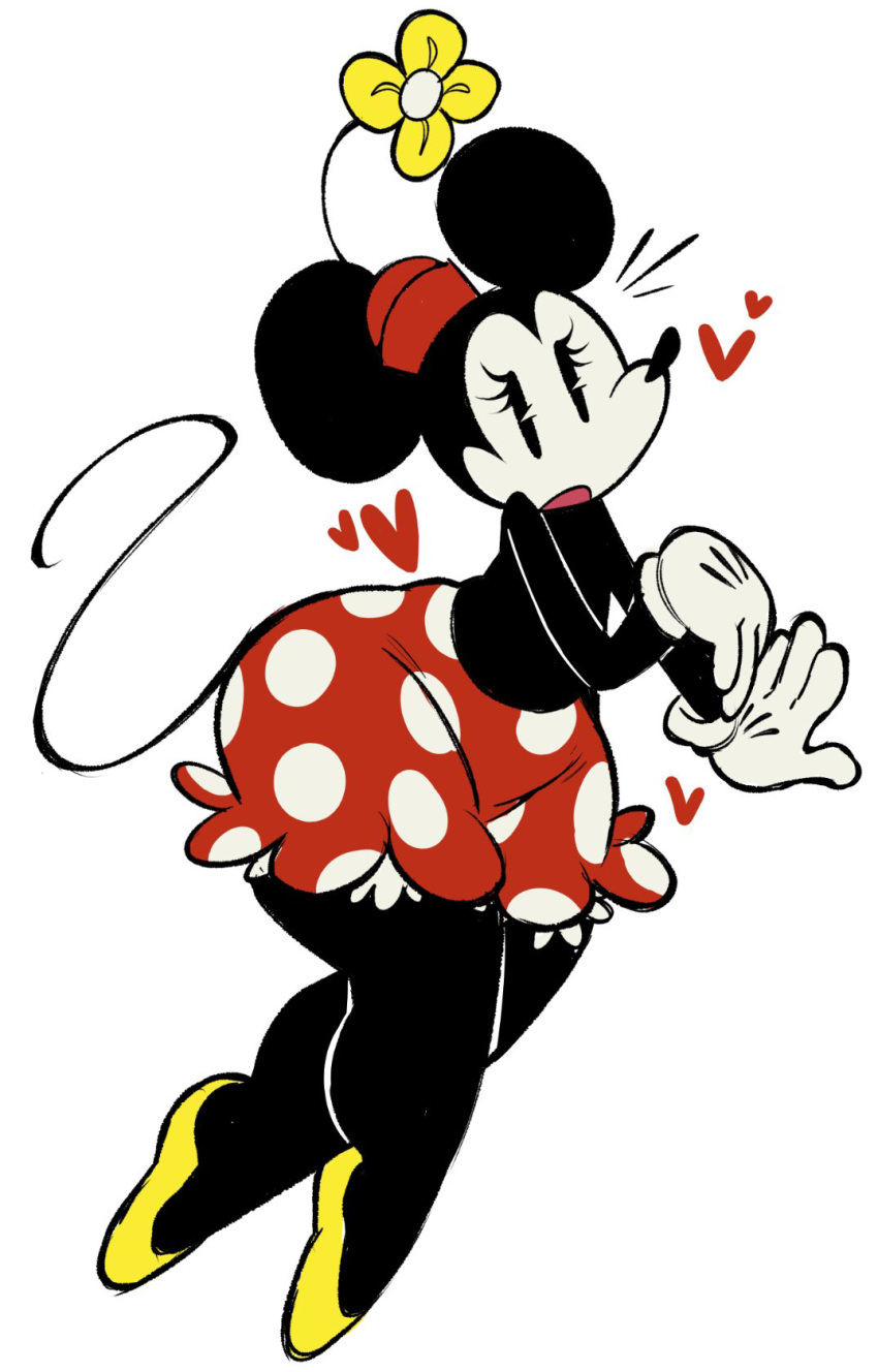 animation_sensation bottom_heavy bubble_butt disney female fur hat heart minnie_mouse mob_face mouse shorts thick_thighs topless wide_hips