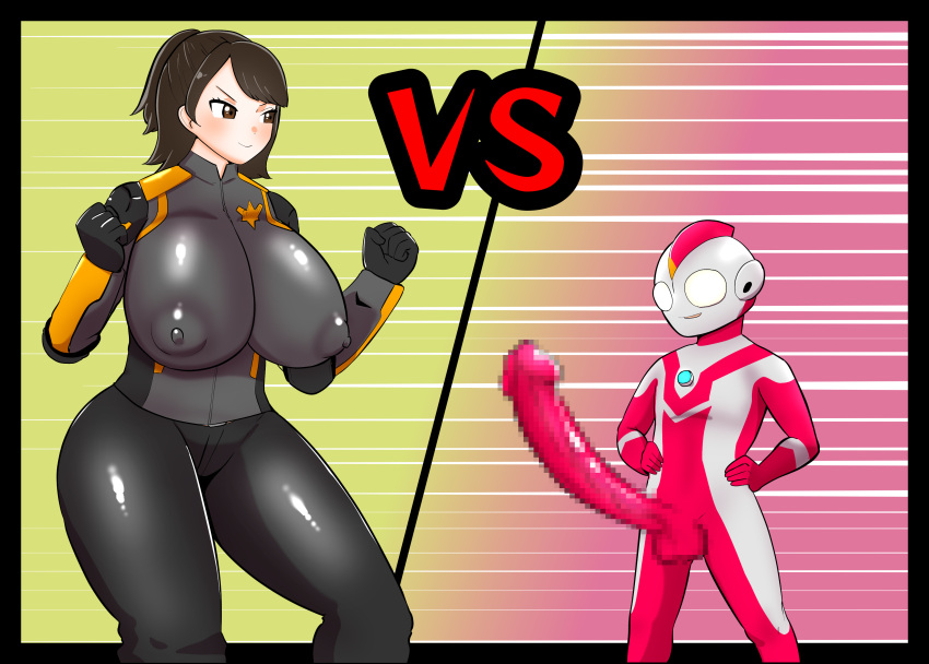 censored erect_nipples fight gloves kirino_ichika thick_thighs ubikitas ultraman_(franchise) ultraman_decker video_game_mechanics wide_hips