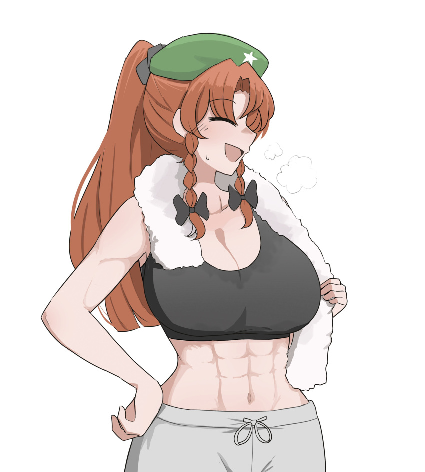 abs female hong_meiling large_breasts mata_(matasoup) midriff muscular_female touhou