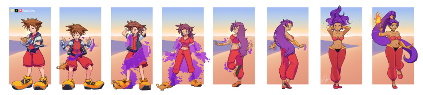 1boy 1girls ass ass_expansion body_modification breast_expansion breasts ebonization female fokk3rs gender_transformation genderswap_(mtf) identity_death kingdom_hearts male mtf_transformation race_swap rule_63 shantae shantae_(character) smooth_skin sora thick_thighs thigh_expansion transformation transformation_sequence wide_hips