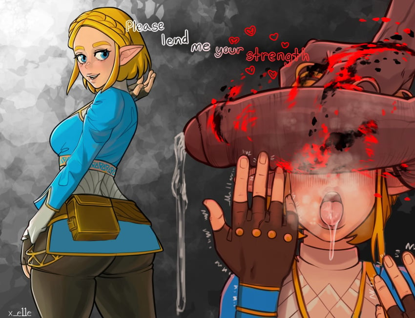 1boy 1girls ass bimbo blonde_hair blue_eyes breath_of_the_wild cant_see_the_haters corruption crown_braid cuckold dark-skinned_male dark_skin dat_ass drooling english_text ganondorf huge_cock huge_penis interracial light-skinned_female light_skin looking_at_viewer looking_back nintendo official_alternate_hair_length official_alternate_hairstyle penis penis_on_face precum princess_zelda short_hair submissive submissive_female tears_of_the_kingdom text the_legend_of_zelda time_skip unseen_male_face x_e11e zelda_(tears_of_the_kingdom)