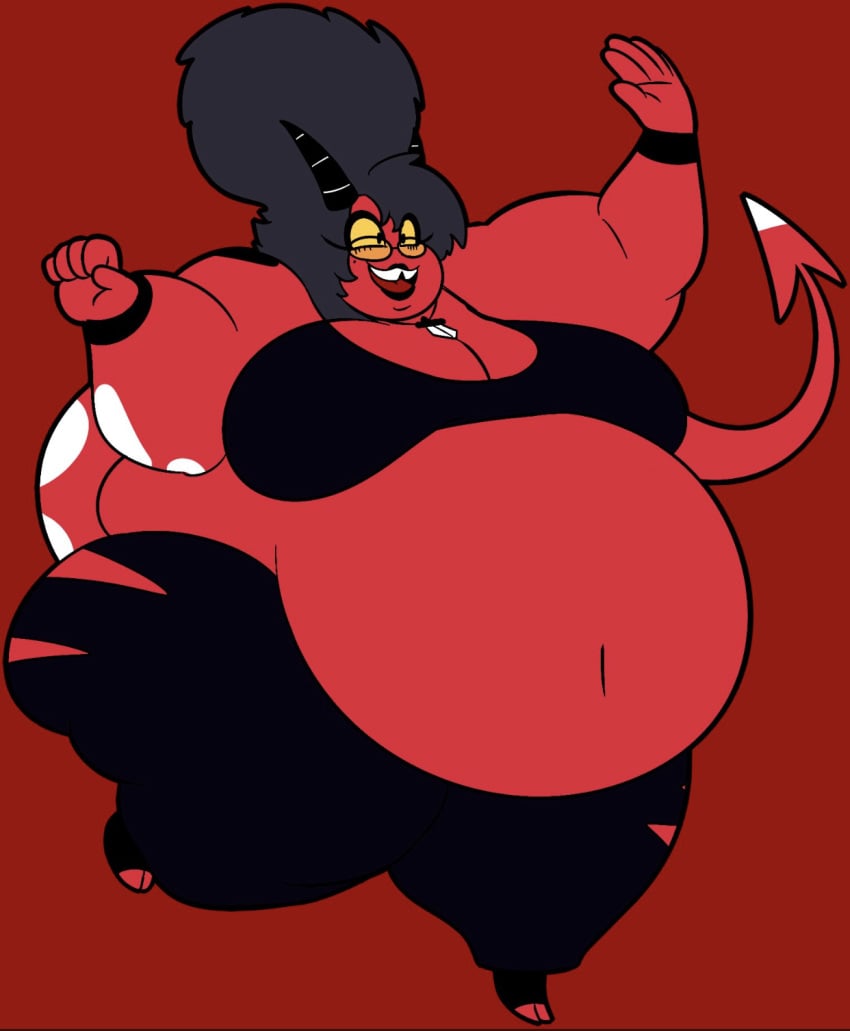 ass aunt bbw beehive_hairdo belly belly_button black_lips black_lipstick butt dagger dagger_necklace demon_girl fat glasses helluva_boss huge_butt huge_thighs imp mature_female mature_woman milf millie_(helluva_boss) mrpr1993 necklace obese obese_female red_body red_skin ssbbw tail thick_ass thick_legs thick_thighs torn_clothes torn_legwear torn_pants wide_hips yellow_eyes