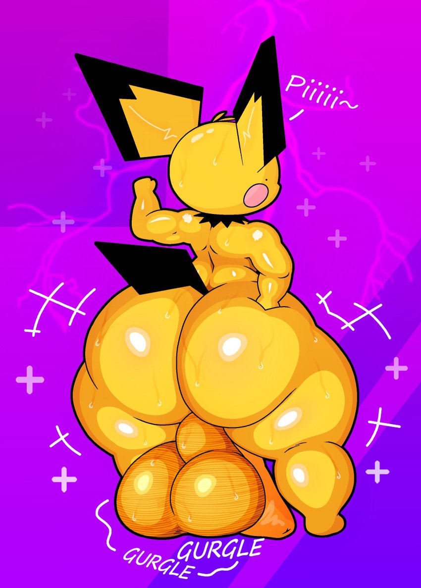 absurd_res anthro ass balls big_balls big_butt big_penis english_text flaccid flexing foreskin generation_2_pokemon genitals hi_res huge_balls huge_butt huge_cock huge_hips huge_thighs male nintendo nude onomatopoeia penis perineum pichu pokemon pokemon_(species) senor9 senordraws solo sound_effects text thick_thighs unretracted_foreskin wide_hips yellow_body