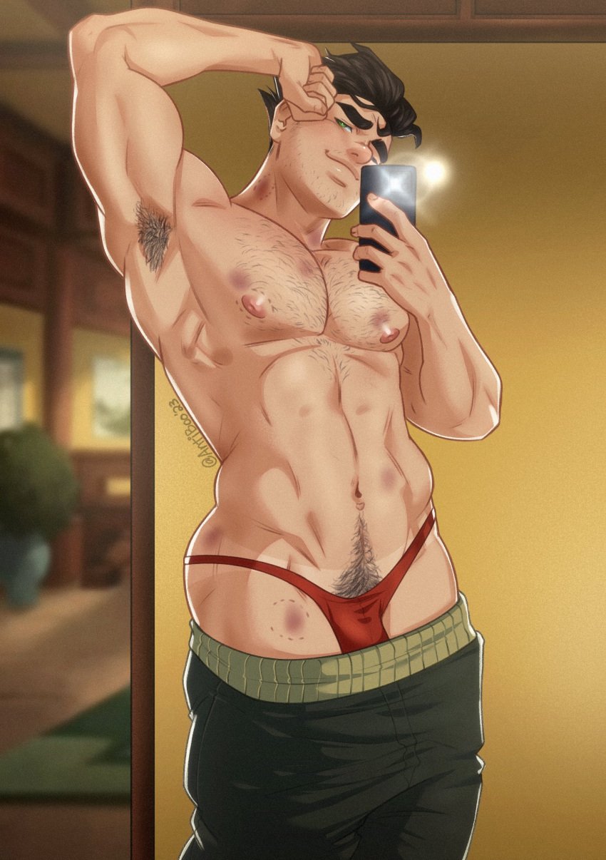 1boy antibooart avatar_legends bite_mark_breast bolin breasts hairy_chest hairy_male hickey hickey_marks male male_only markings pants_down photo teeth teeth_marks the_legend_of_korra thong thong_underwear underwear