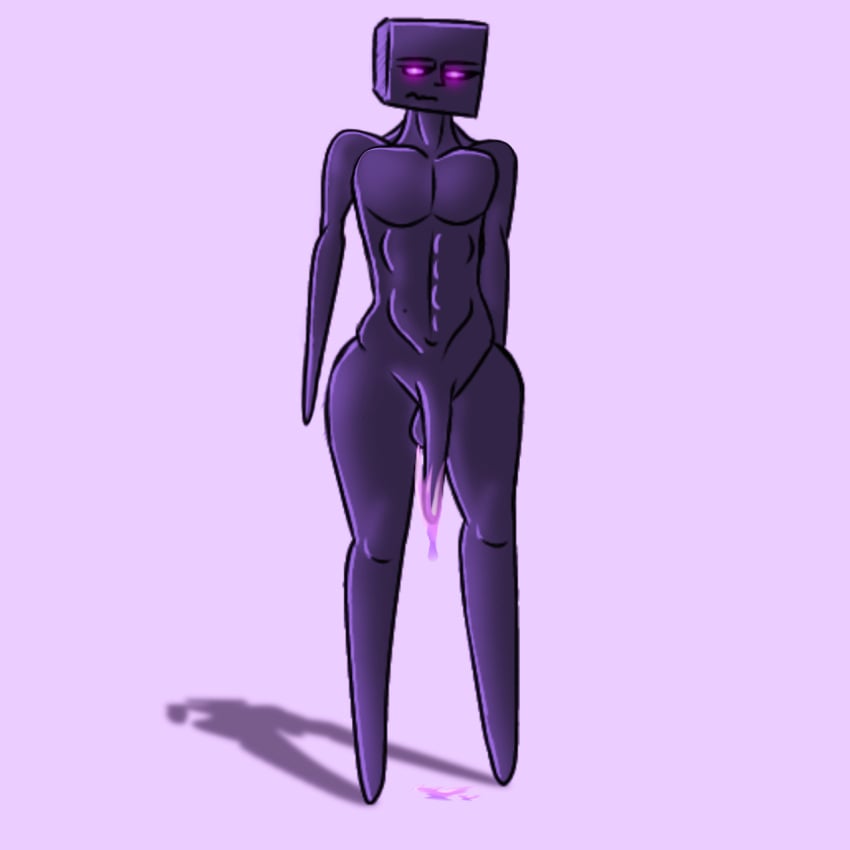 cum cum_drip dick enderman horny humanoid humanoid_penis male male_only minecraft naked new_artist penis purple_body purple_eyes purple_penis purple_skin snake_penis testicles