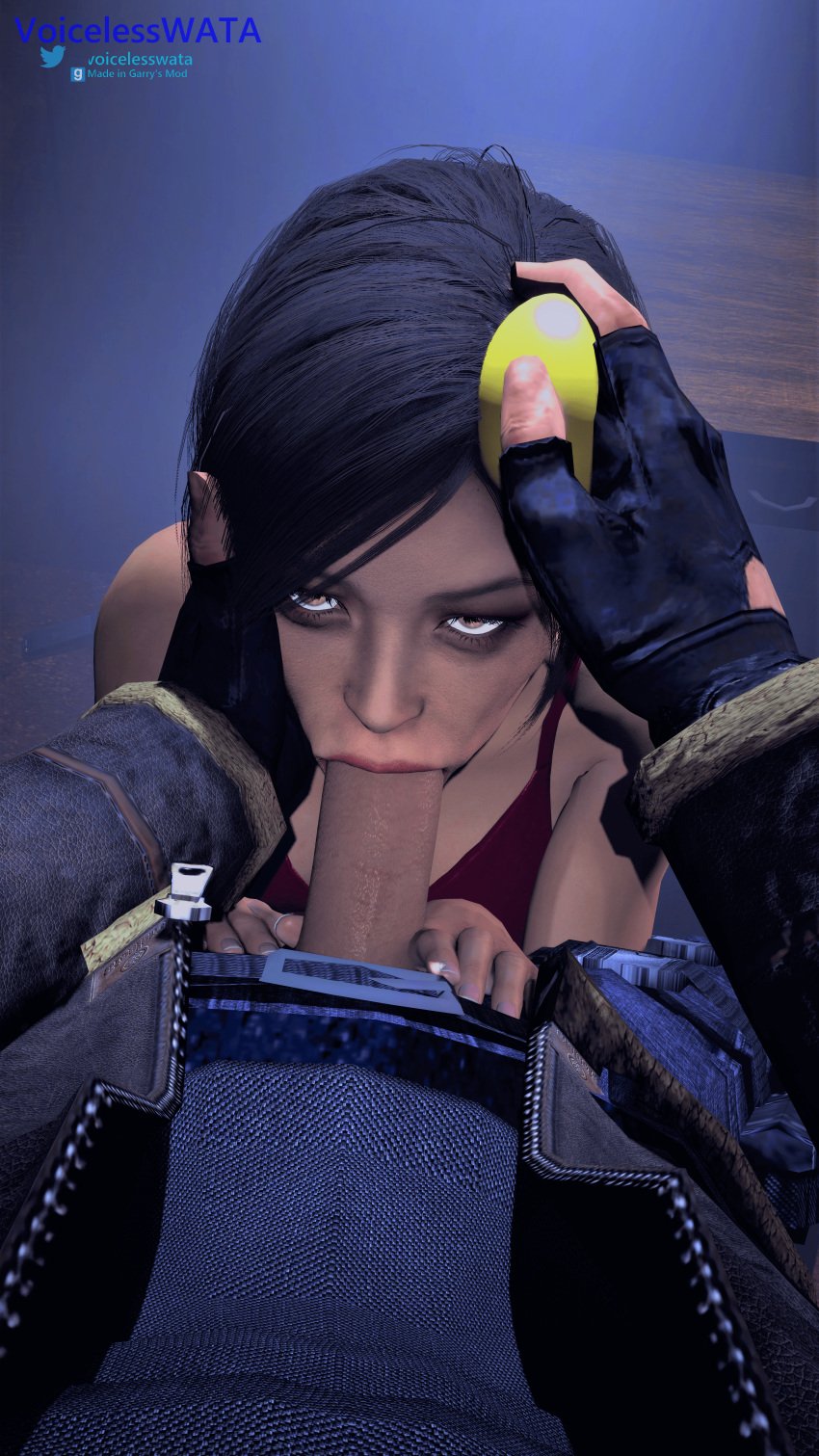 1boy 1girls 3d ada_wong ada_wong_(adriana) asian black_hair blowjob bob_cut brown_eyes capcom chinese egg eye_contact fellatio fully_clothed garry's_mod golden_egg hand_on_cheek head_grab leon_scott_kennedy male_pov oral penis petite pov pov_eye_contact resident_evil resident_evil_4 resident_evil_4_remake seductive_eyes seductive_mouth short_hair throat_fuck throat_grab voicelesswata