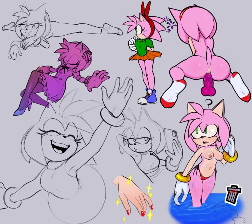 amy_rose anal anthro breasts classic_amy_rose classic_sonic_(universe) clothed clothing dildo eulipotyphlan female hedgehog hi_res mammal nipples palegarbo sega sex_toy solo sonic_(series) sonic_the_hedgehog_(series) topless topless_female