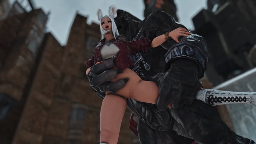 1girls 1monster ahe_gao amalj'aa bottomless bunny_girl clothed_female clothed_sex female final_fantasy final_fantasy_xiv forced forced_orgasm lizardman monster monster_rape partially_clothed penis_in_pussy prostitution pussy reptile_humanoid sex sex_from_behind sex_slave thick_thighs tight_pussy viera white_hair