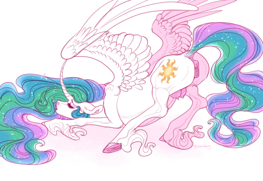 1girls 2020s 2022 alicorn anatomically_correct anatomically_correct_genitalia anatomically_correct_pussy animal_genitalia animal_pussy anus ass blue_hair blue_tail butt closed_eyes crotchboobs curled_horn cutie_mark derpibooru digital_drawing_(artwork) digital_media_(artwork) dock equid equine equine_anus equine_genitalia equine_pussy eyelashes feathered_wings feathers female female_focus female_only feral friendship_is_magic genitals green_hair green_tail hair hasbro hi_res hooves horn horse horse_girl leg_tuft long_hair mammal multicolored_hair multicolored_tail my_little_pony nipples non-human_areolae pink_hair pink_tail princess princess_celestia_(mlp) pussy raised_tail royal royalty snowberry solo solo_female solo_focus spread_wings tail tuft underhoof white_body white_feathers wings