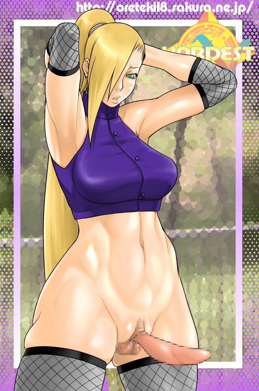 1futa alternate_version_available censored elzikyuchi enlarged_clitoris futa_only futa_sans_balls futanari high_resolution human ino_yamanaka intersex naruto oreteki solo