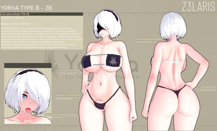 1girls 3d alternate_breast_size android android_girl ass back_view beauty_mark big_ass big_breasts bikini black_bikini black_blindfold blue_eyes breasts character_sheet child_bearing_hips cleavage covered_eyes curvy curvy_body curvy_female curvy_figure female female_focus female_only fit fit_female front_view hair_over_one_eye hairband hand_on_hip hand_on_own_hip information information_sheet large_ass large_butt light-skinned_female light_skin lipstick mole mole_under_mouth navel nier:_automata nier_(series) open_mouth revealing_clothes robot robot_female robot_girl robot_humanoid sci-fi seductive short_hair solo solo_female solo_focus text text_box thighhighs tight_clothing voluptuous voluptuous_female white_hair wide_hips yorha_2b z3laris
