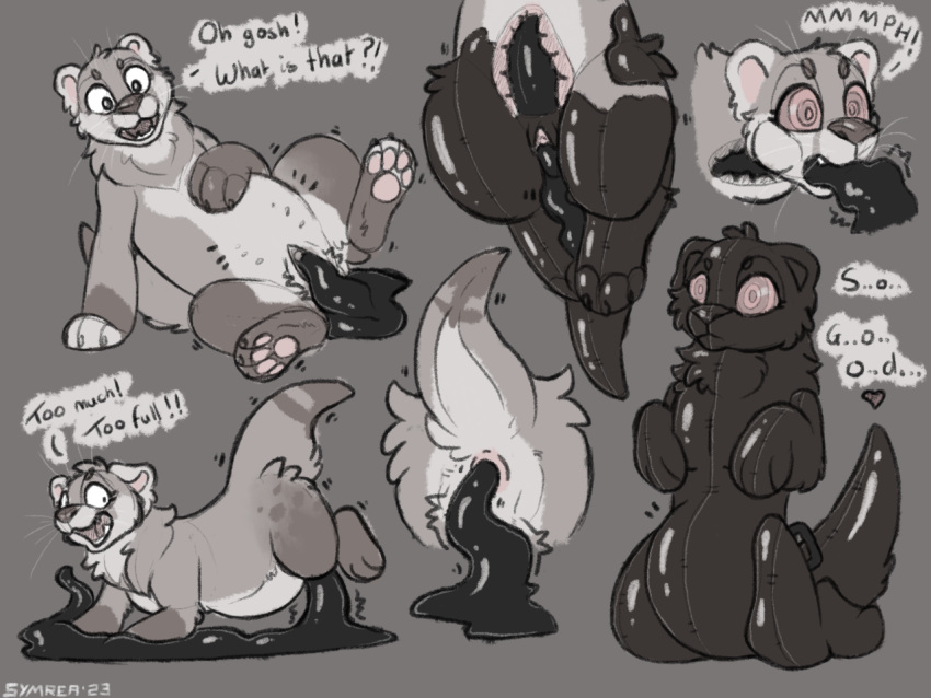 animate_inanimate anus circle_eyebrows corruption drone eyebrows female feral fur genitals goo_(disambiguation) hypnosis inflatable inflation living_inflatable mammal mia_the_otter mind_control mustelid nipples otter penetration pool_toy pussy sketch_page solo symrea transformation