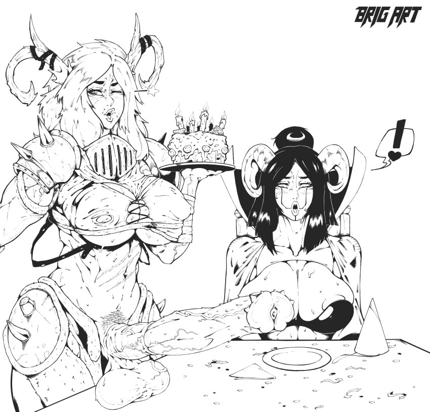 1futa 1girls amazon animal_genitalia areolae armor armpit_hair armpits balls barbed_penis big_balls big_breasts birthday black_and_white black_hair bottomless breasts brig_art cake clothed clothing demon demon_girl demon_horns duo equine equine_penis eraanthe_(eraanthe) erection female futanari gasp hedon horn horse_penis horsecock huge_balls huge_breasts huge_cock humanoid long_hair mostly_nude nipples penis pubic_hair rolling_eyes scar shocked spikes standing sweat sweating sweaty tongue tongue_out vein veiny_penis wink zan_(hedon)