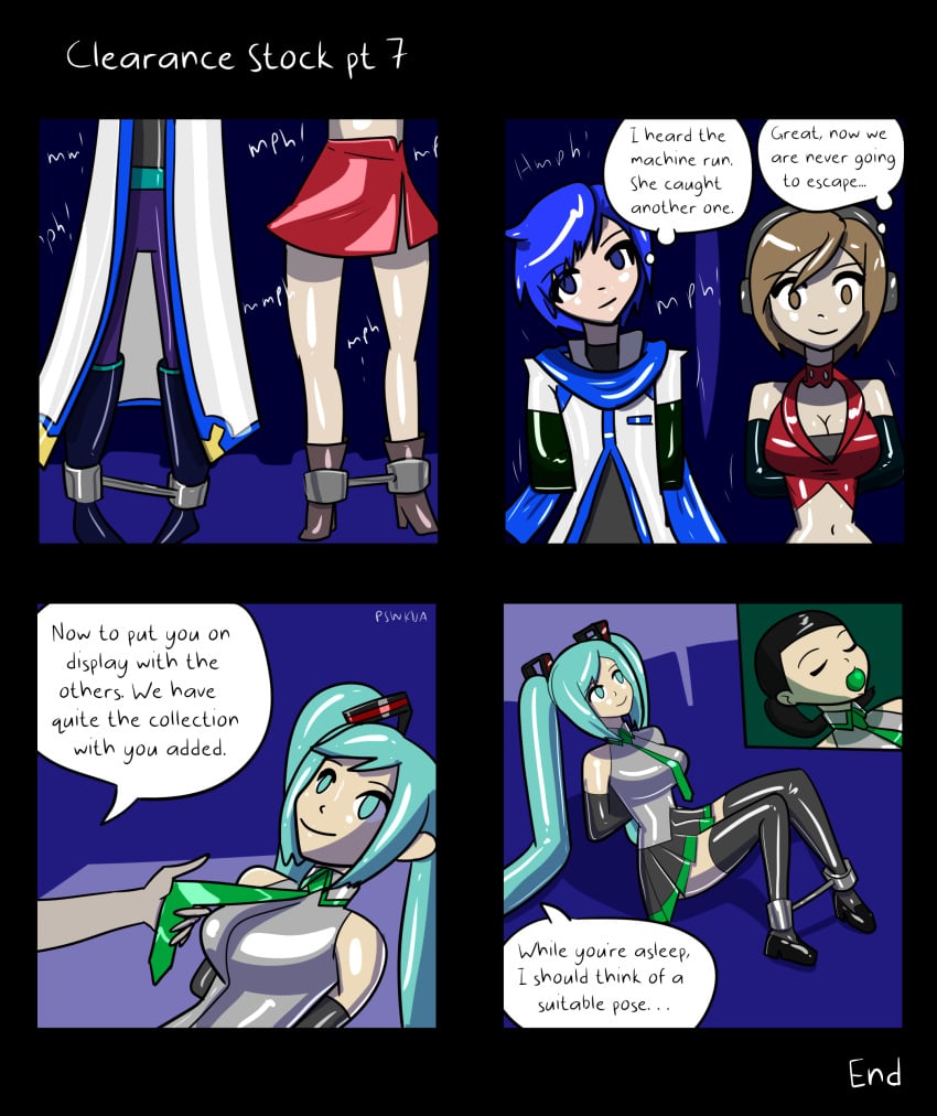 ankle_cuffs ball_gag comic comic_page end_page english_text gag hatsune_miku_(cosplay) latex latex_encasement page_7 parangsakti pswkua tagme text