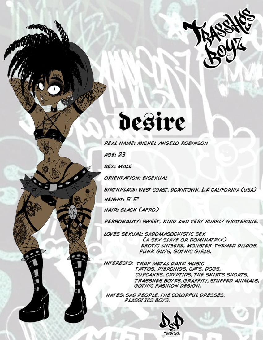 1boy 1male bisexual bisexual_male black_hair bottom_heavy bottomless bottomless_male bottomwear bulge_through_clothing crossdressing curvy_body curvy_figure curvy_hips curvy_male desire_(dsptoons) dsptoons eyelashes femboy garter_belt gay goth goth_boy gothic gothic_lolita lipstick makeup original_character penis_under_clothes pierced_belly_button piercing_eyes piercings skirt solo stockings tagme tattoo_on_arm tattoo_on_belly tattoo_on_chest tattoo_on_legs tattoos thick_ass trap trasshes_boyz wide_hips