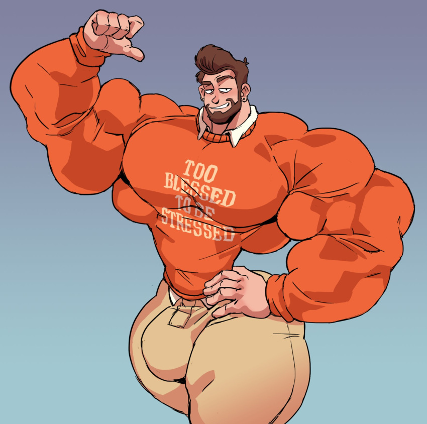 abs adam_ellis biceps brown_hair bulge clothed flaccid gay human hyper hyper_genitalia hyper_muscles hyper_penis male male_focus male_only muscles muscular muscular_arms muscular_ass muscular_back muscular_legs muscular_male muscular_thighs remert solo solo_male tight_clothes