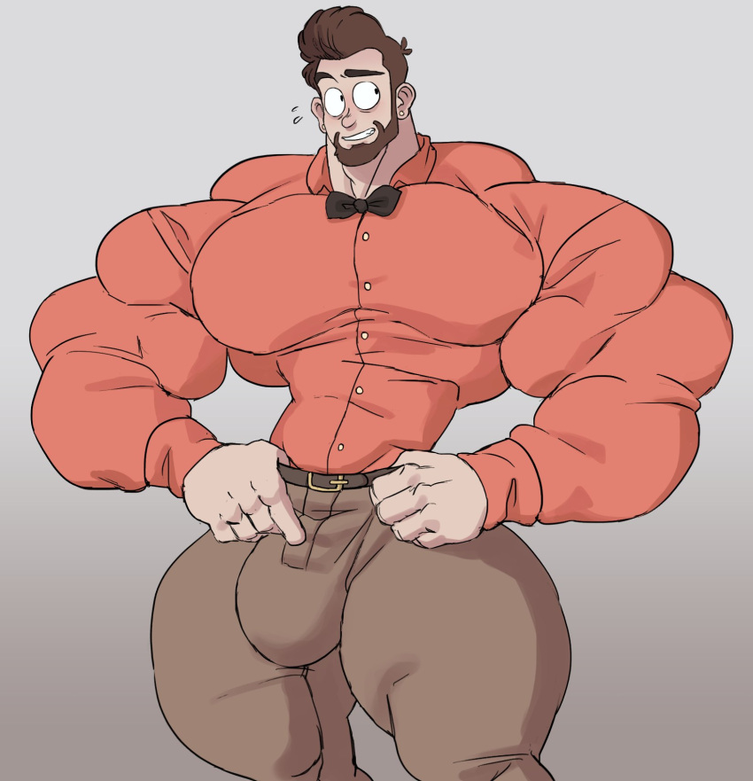 abs adam_ellis biceps brown_hair bulge flaccid gay human hyper hyper_muscles hyper_penis hyper_testicles male_focus male_only muscles muscular muscular_arms muscular_ass muscular_back muscular_legs muscular_male muscular_thighs remert smile smiling solo solo_male tight_clothing